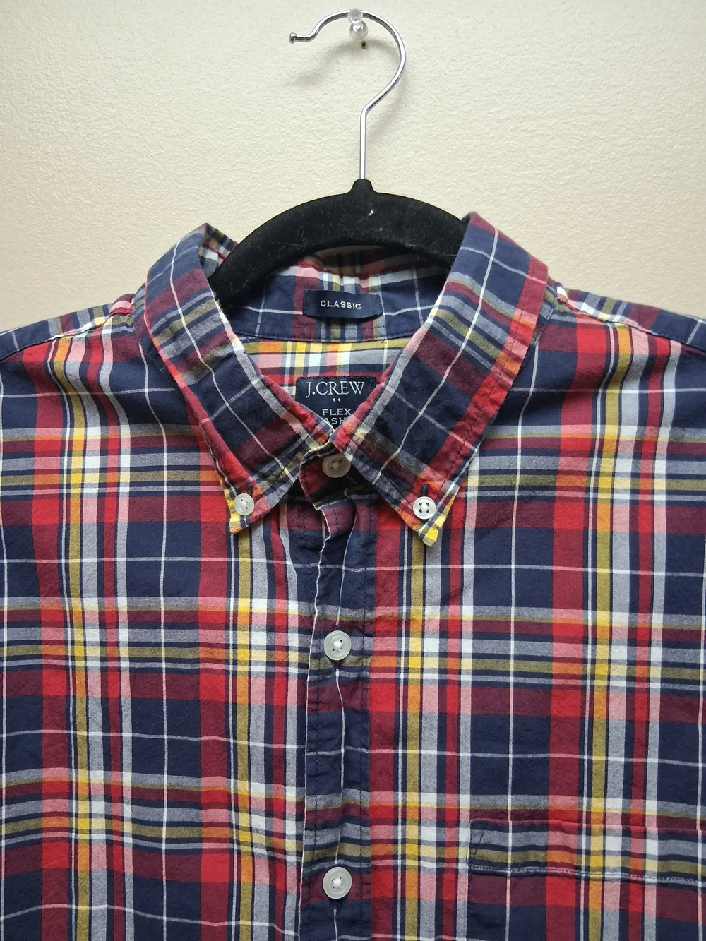 J.Crew Classic Flex Washed Button-Down Sport Shirt Multi Color Plaid Pattern L